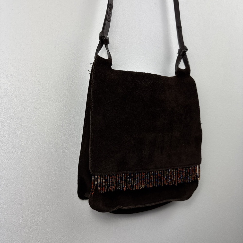 The Limited Purse Crossbody Genuine Brown Leather Beaded Work Multicolor Small - Picture 2 of 14